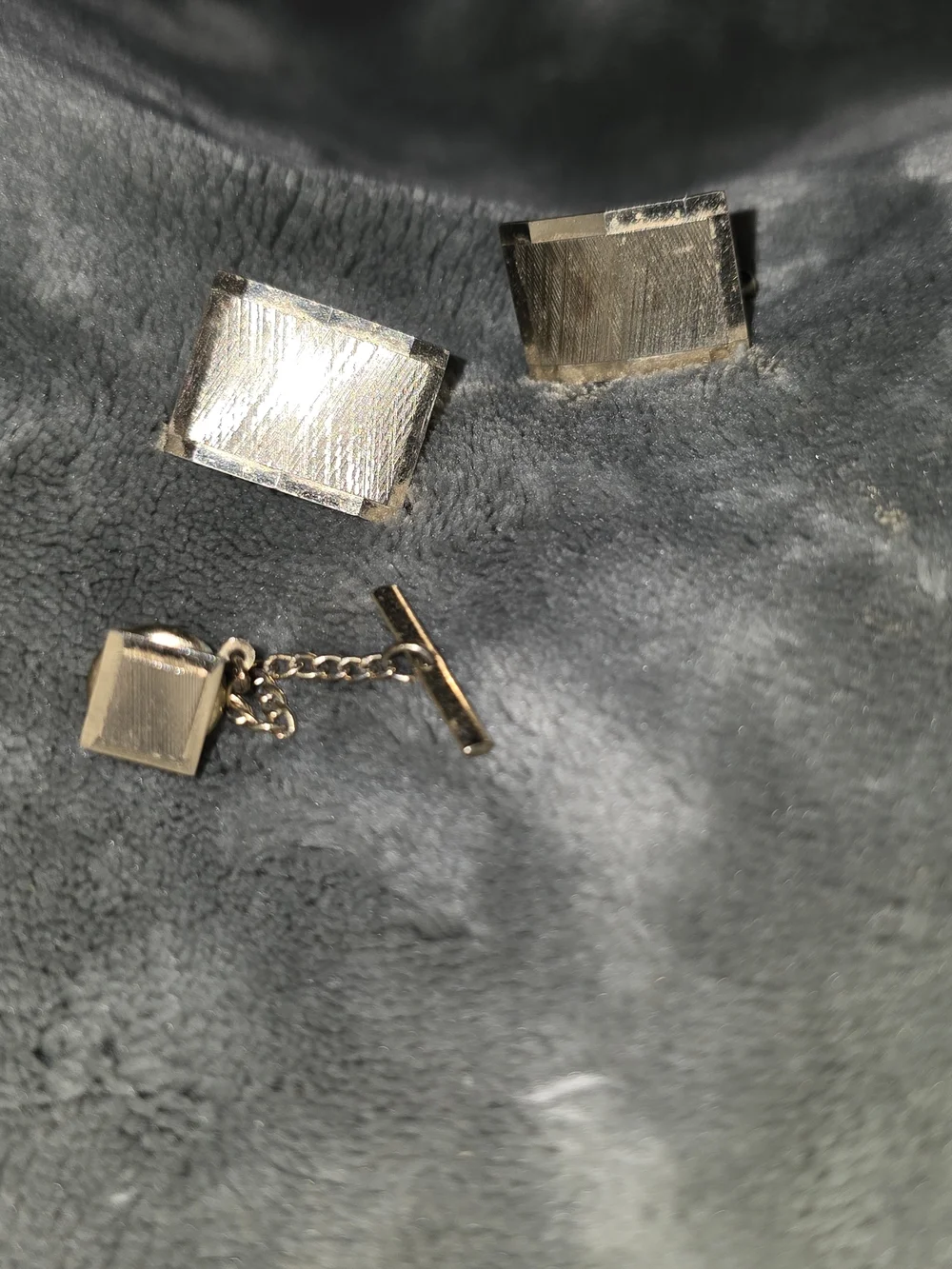 Gold-Tone Square Cufflinks and Tie Pin